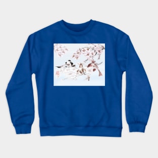 Koi carp with watercolour sakura sumi-e with a hint of blue Crewneck Sweatshirt